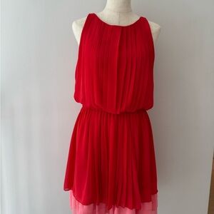 Jessica Simpson Red and Pink Pleated Dress